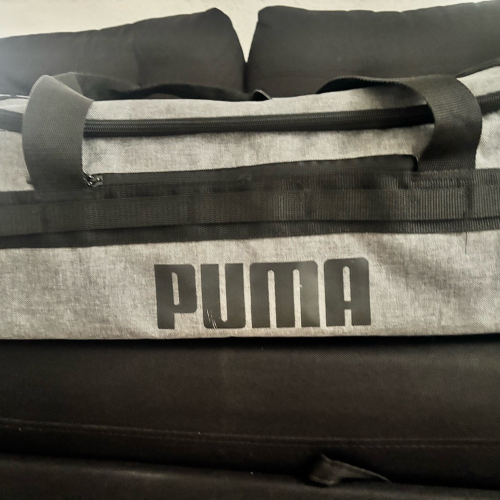 PUMA Black and Gray Duffel Bag
